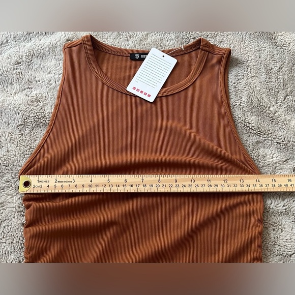 BTFBM Bodycon Sleeveless Ruched Mini Dress Sz S Drawstring Sides Ribbed NWT - Picture 8 of 9